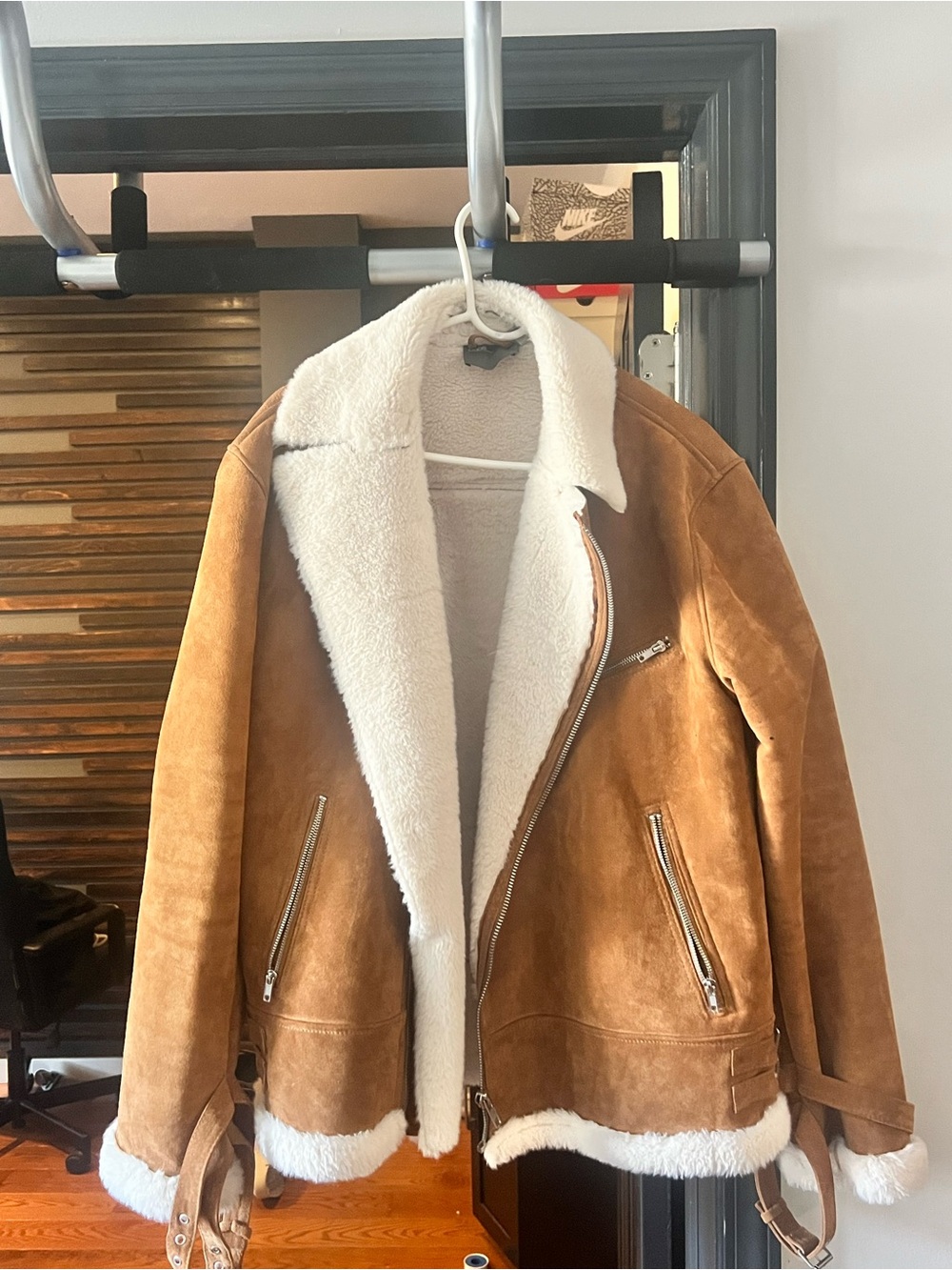 Men’s asos Shearling-Lined Suede Aviator Jacket - Tan
